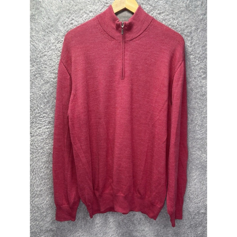 Blanco Azul 100% Baby Alpaca Mens XL Pink Quarter Zip Sweater Peru Pullover